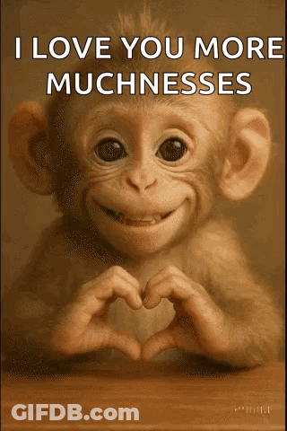 A Monkey Is Smiling And Making A Heart With Its Hands . GIF