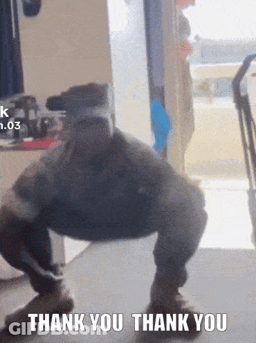 A Monkey Is Squatting Down And Says Thank You GIF