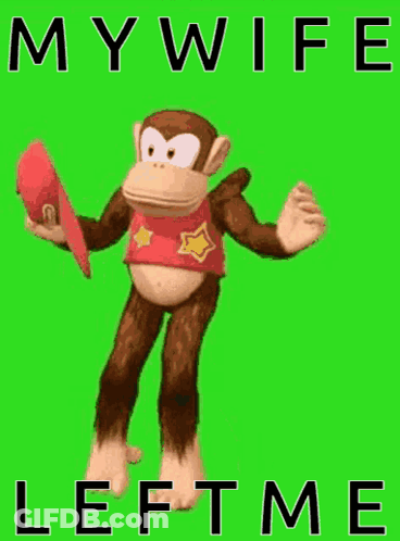 A Monkey Is Standing On A Green Screen Holding A Hat . GIF