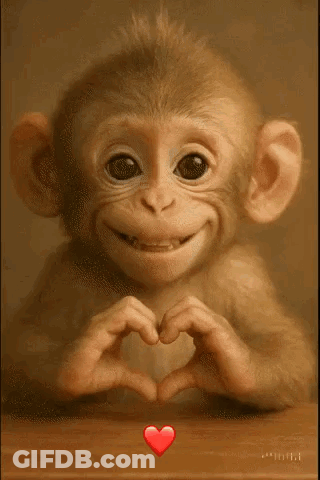 A Monkey Making A Heart Shape With Its Hands GIF