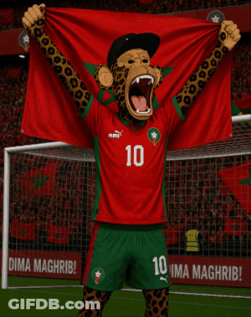 A Monkey Mascot Wearing A Number 10 Jersey Holds A Flag GIF