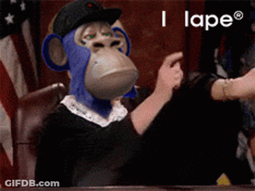 Monkey Judge Sitting At Table With I Lape Text GIF