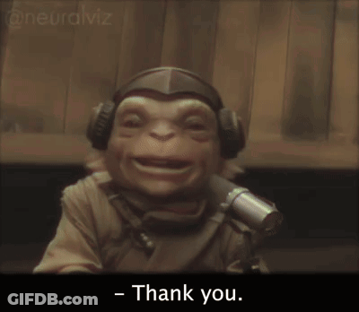 A Monkey Wearing Headphones Is Talking Into A Microphone With The Words It 'S So Good To Be Here Below Him GIF