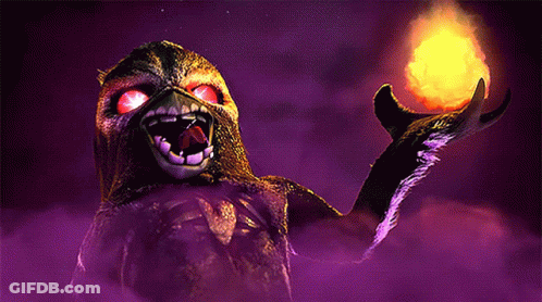 A Monster With Red Eyes Holding A Fireball In Its Hand GIF