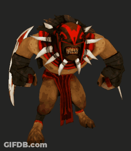 A Monster With Sharp Teeth And A Red And Black Helmet GIF
