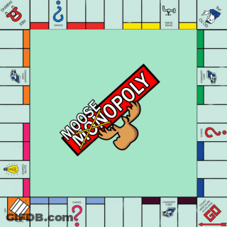 A Moose Holding A Sign That Says Moose Monopoly On It GIF