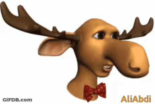 A Moose Wearing A Red Bow Tie With The Name Aliabdi Written Below It GIF
