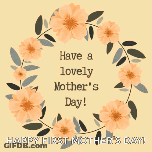 A Mother 'S Day Card With A Wreath Of Flowers GIF