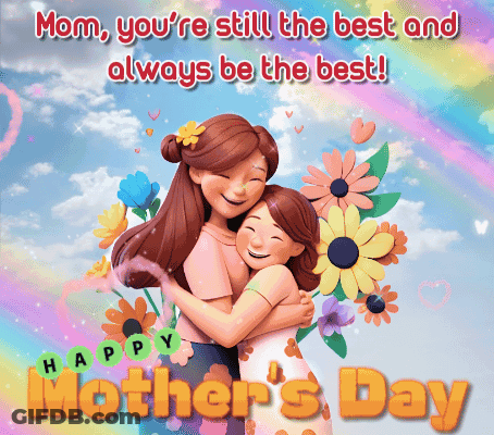 A Mother 'S Day Greeting Card With Two Women Hugging GIF