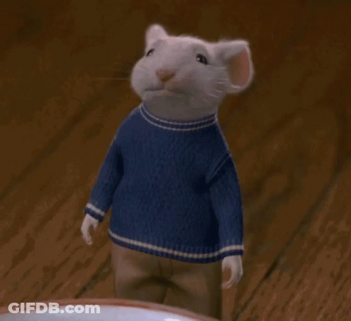 A Mouse Wearing A Blue Sweater Says " Okay Then " GIF