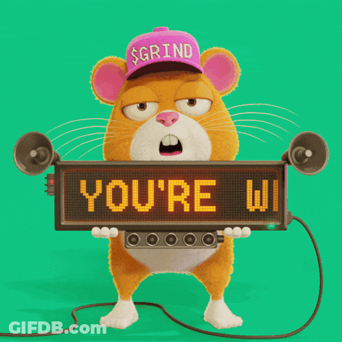 A Mouse Wearing A Pink Hat That Says Grind Holds A Welcome Sign GIF