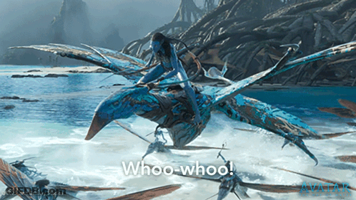 A Movie Poster For Avatar Shows A Woman Riding A Blue Bird GIF