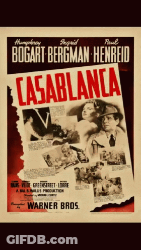 A Movie Poster For Casablanca Starring Humphrey Bogart And Paul GIF