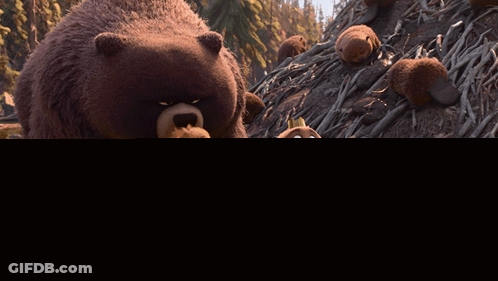 A Movie Poster For Hoppers Shows A Bear And Two Beavers GIF