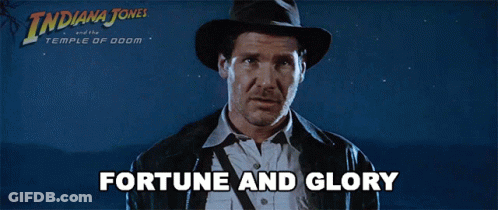 A Movie Poster For Indiana Jones And The Temple Of Doom Shows A Man In A Hat GIF