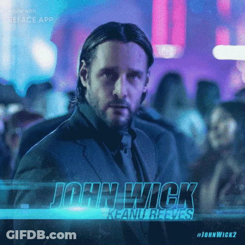 A Movie Poster For John Wick 2 With A Man In A Suit GIF