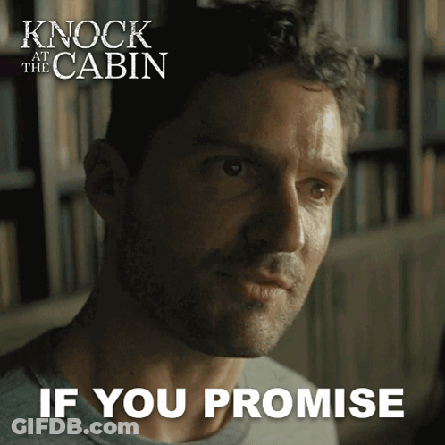 A Movie Poster For Knock At The Cabin Shows A Man GIF