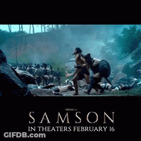 A Movie Poster For Samson In Theaters February 16Th GIF