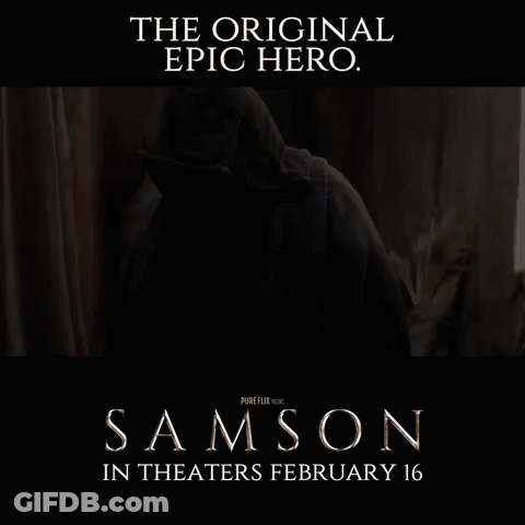 A Movie Poster For Samson Shows A Man With Long Hair GIF