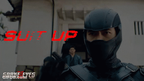 A Movie Poster For Snake Eyes Shows A Man In A Mask GIF