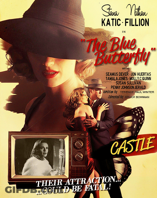 A Movie Poster For " The Blue Butterfly " Starring Steve Katic And Nathan Fillion GIF