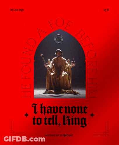 A Movie Poster For The Green Knight Shows A Man On A Throne GIF