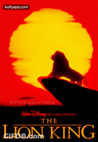 A Movie Poster For The Lion King Shows A Lion Standing On A Rock GIF