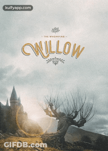 A Movie Poster For The Whomping Willow Shows A Tree In Front Of A Castle GIF