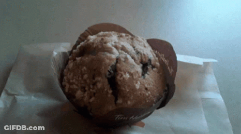A Muffin With A Tim Hortons Logo On It GIF