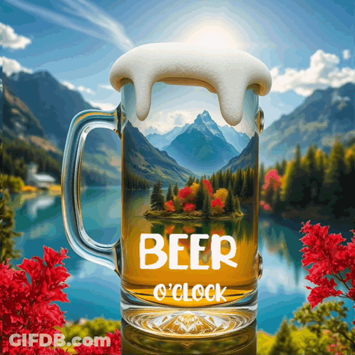 Beer Mug With Beer O Clock Text GIF