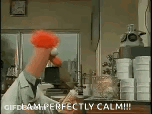 A Muppet Is Holding A Sandwich And Saying `` I Am Perfectly Calm ! '' GIF