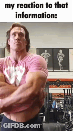 Muscular Man In Pink Shirt Says My Reaction GIF