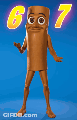 A Naked Cartoon Character With The Number 67 Above Him GIF