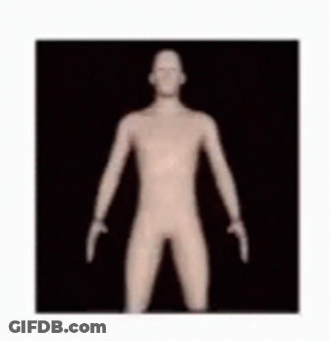 A Naked Man Is Standing In A Square On A Black Background . GIF