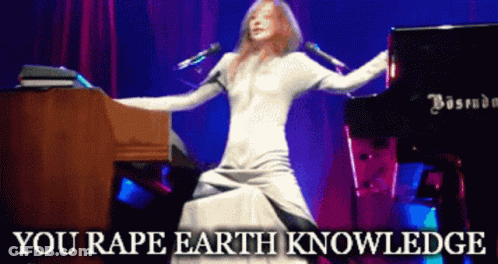 Naked Woman Playing Piano With Rape Earth Knowledge Text GIF