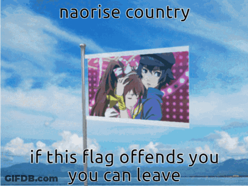 A Naorise Country Flag With A Picture Of A Boy And Girl GIF