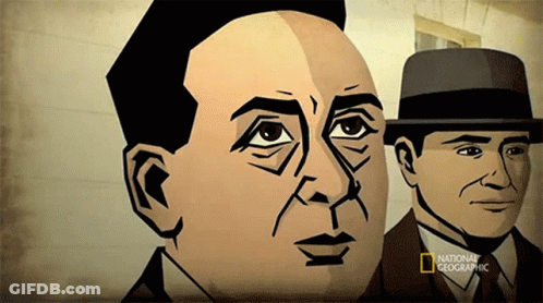 A National Geographic Cartoon Of Two Men GIF