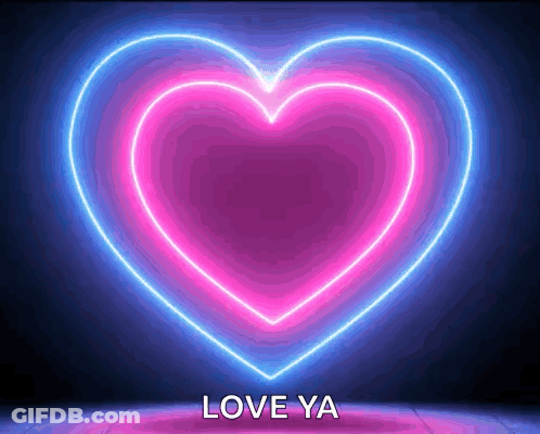 A Neon Heart That Says Love Ya In The Corner GIF