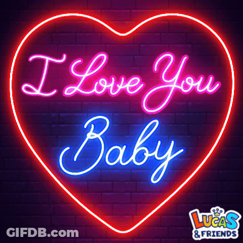 A Neon Sign In The Shape Of A Heart That Says " I Love You Baby " GIF