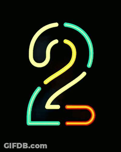 A Neon Sign Of The Number 2 On A Dark Background GIF