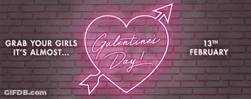 A Neon Sign On A Brick Wall Says Valentine 'S Day GIF