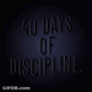 A Neon Sign That Says 40 Days Of Discipline On A Dark Background . GIF