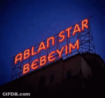 A Neon Sign That Says Ablan Star Bebeyim On It GIF