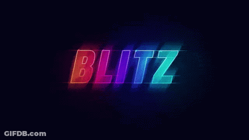 Neon Blitz Sign On Dark Blue Background GIF