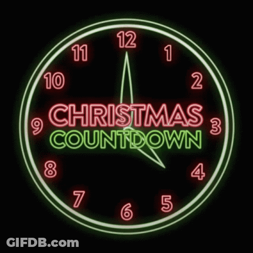 A Neon Sign That Says Christmas Countdown GIF