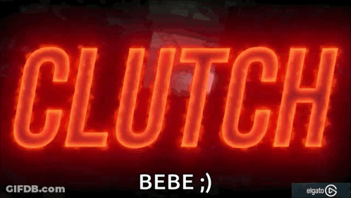 A Neon Sign That Says Clutch In Red Letters GIF