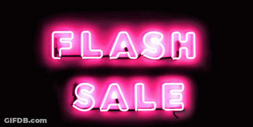 A Neon Sign That Says Flash Sale In Pink GIF