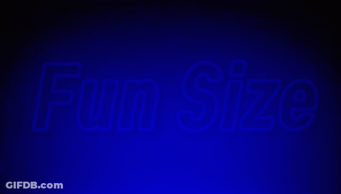 A Neon Sign That Says Fun Size On A Dark Blue Background GIF