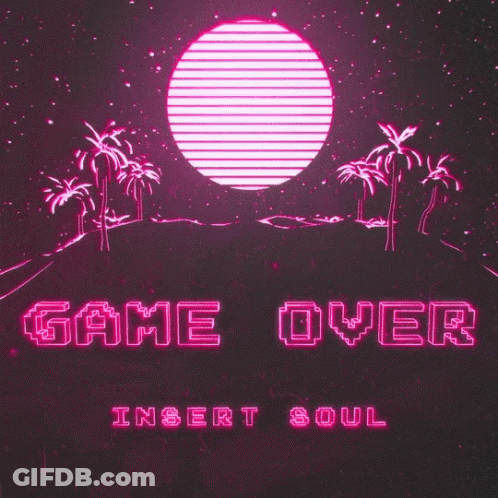 A Neon Sign That Says Game Over On A Dark Background GIF