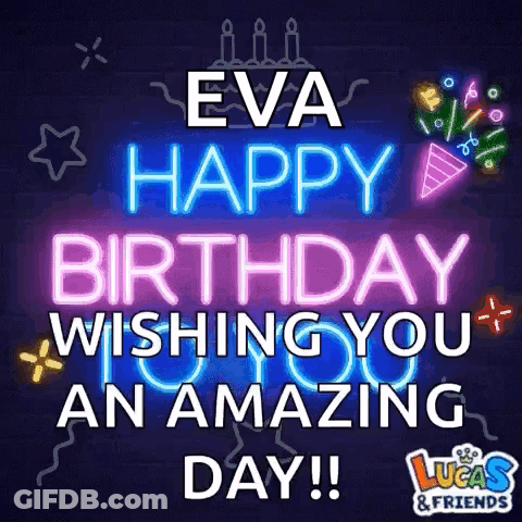 A Neon Sign That Says `` Happy Birthday Wishing You An Amazing Day ! '' GIF